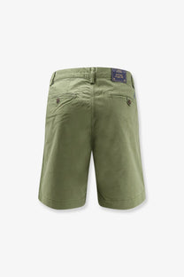 Olive green polo ralph lauren men’s bedford stretch cotton chino bermuda shorts with dark blue waistband label