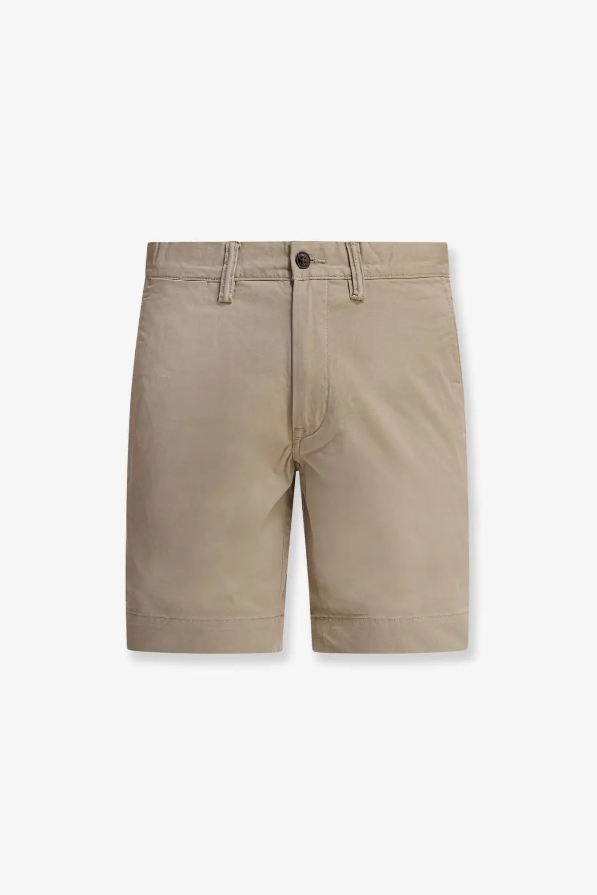 Polo ralph lauren men’s beige bedford stretch cotton khaki chino shorts with classic button closure and stitched seams