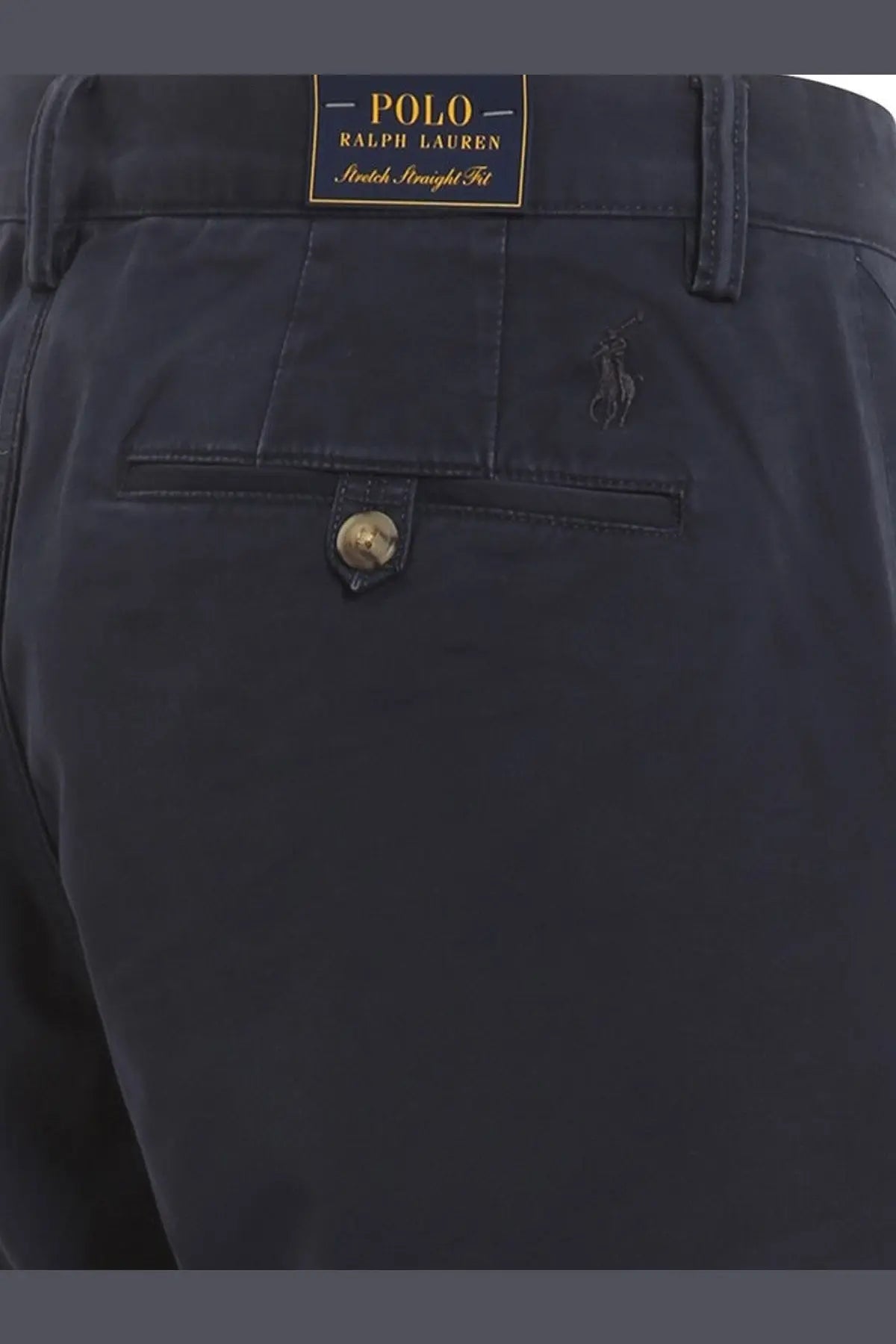 Polo ralph lauren men’s dark navy blue stretch straight-fit cotton chino pants with gold-tone button and embroidered logo