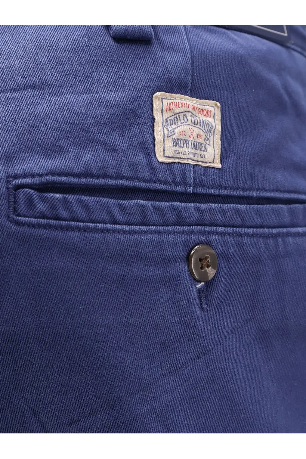 Navy blue cotton chino shorts with classic ralph lauren label and button closure from polo ralph lauren men big fit