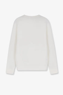 Polo Ralph Lauren men’s white cotton blend sweatshirt with soft off-white knit fabric and ribbed cuffs in relaxed fit