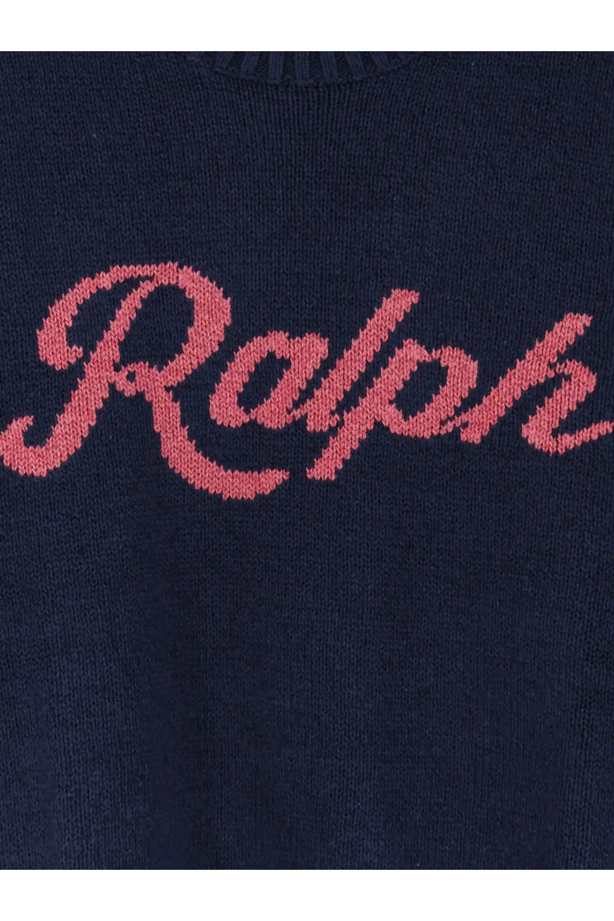 Navy blue polo ralph lauren men’s cotton and linen blend sweatshirt with pink ralph logo embroidered on chest