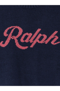 Navy blue polo ralph lauren men’s cotton and linen blend sweatshirt with pink ralph logo embroidered on chest