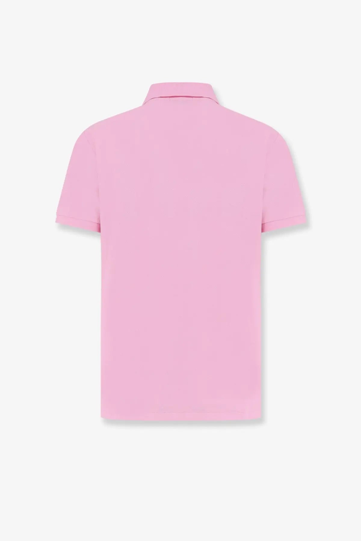 A soft pink short-sleeved cotton polo shirt with classic collar and stitched seams from Polo Ralph Lauren