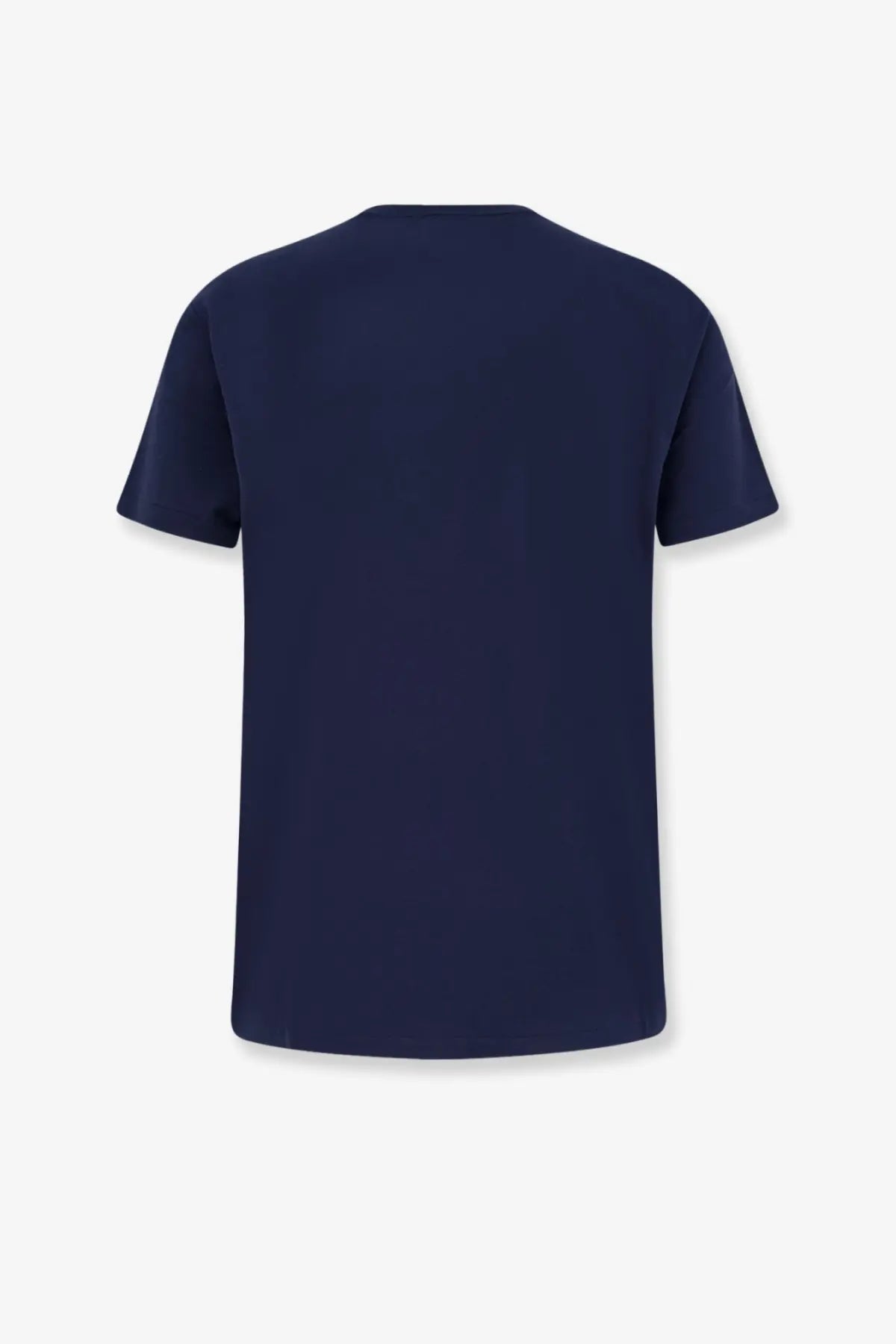 Navy blue Polo Ralph Lauren men’s short-sleeved cotton shirt with classic crew neck and smooth fabric finish