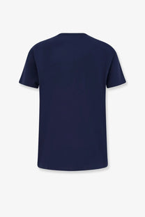 Navy blue Polo Ralph Lauren men’s short-sleeved cotton shirt with classic crew neck and smooth fabric finish