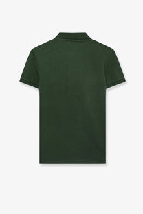 Dark green polo ralph lauren men’s cotton polo shirt with classic collar short sleeves textured pique fabric