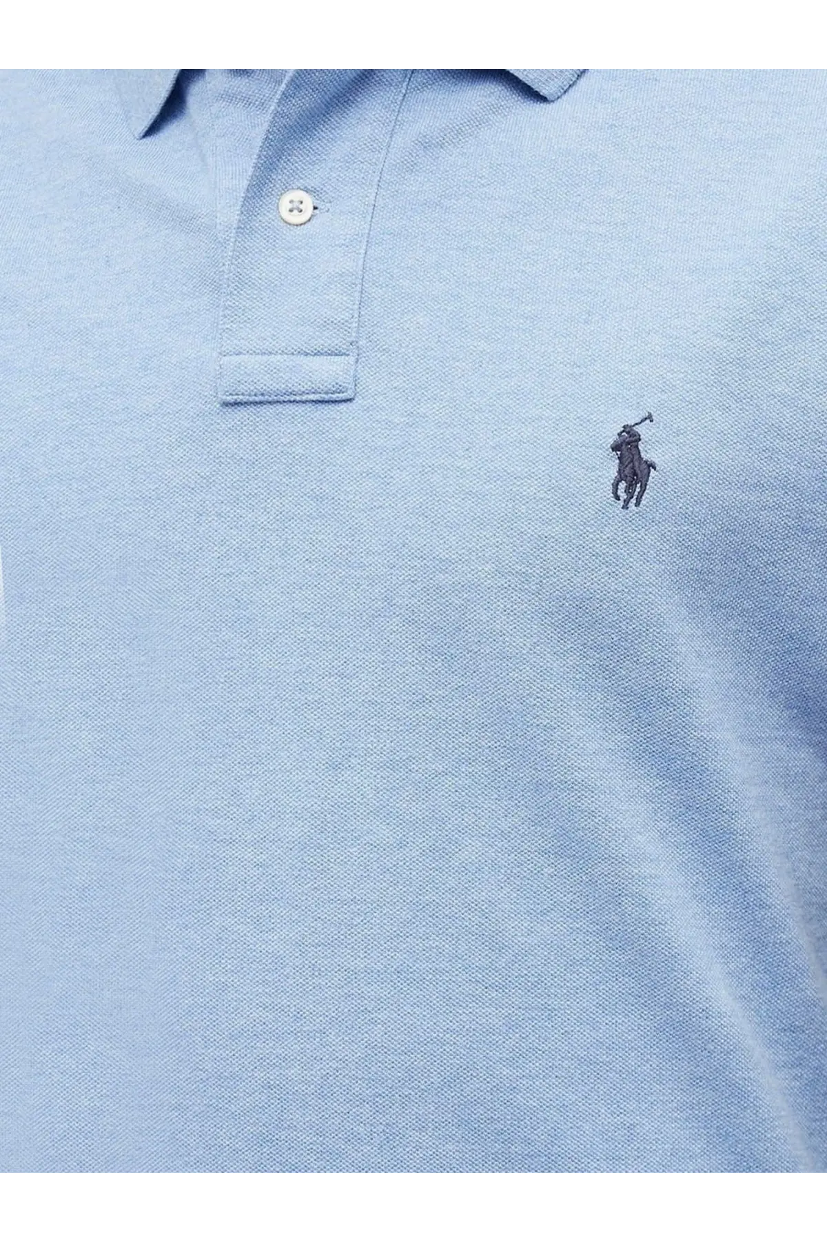 Light blue cotton polo shirt with small embroidered logo on chest by Polo Ralph Lauren for men