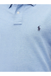 Light blue cotton polo shirt with small embroidered logo on chest by Polo Ralph Lauren for men