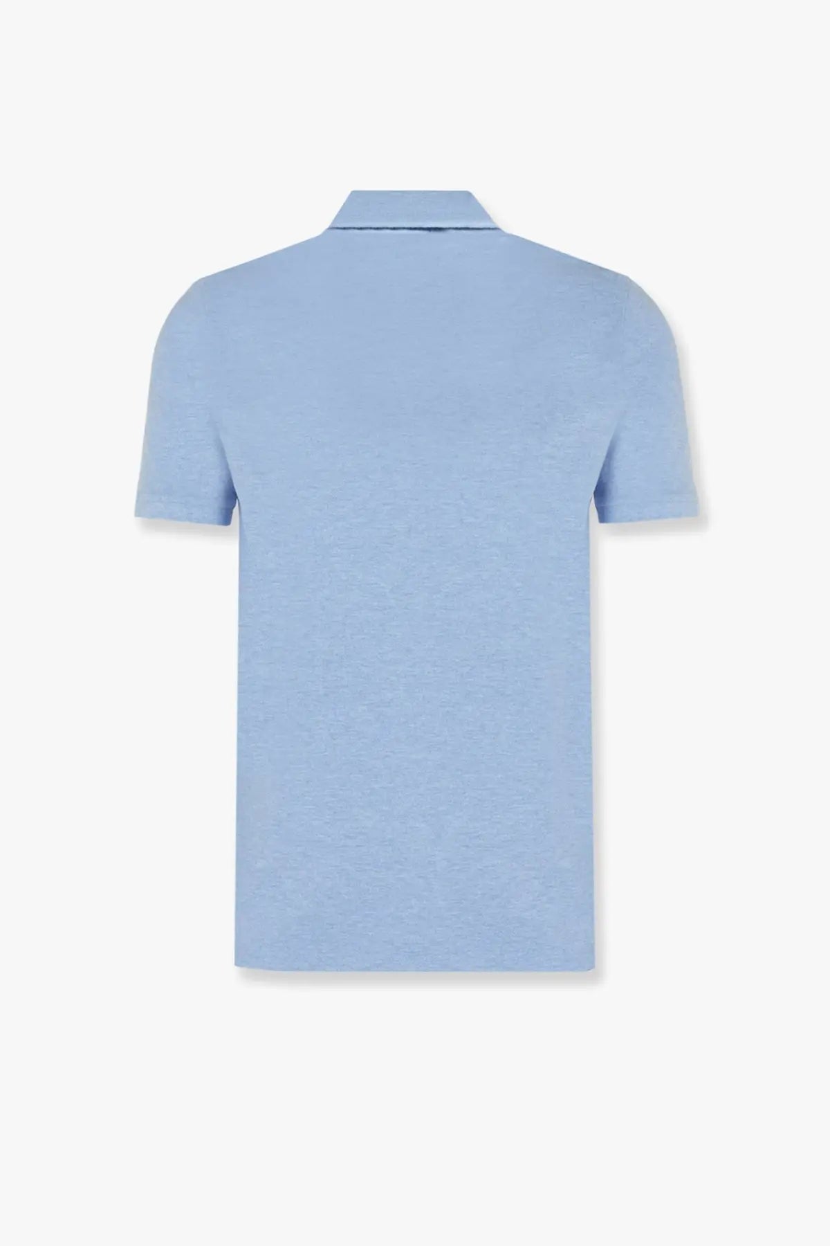 Light blue cotton polo ralph lauren men’s short-sleeved shirt with classic collar and subtle textured fabric