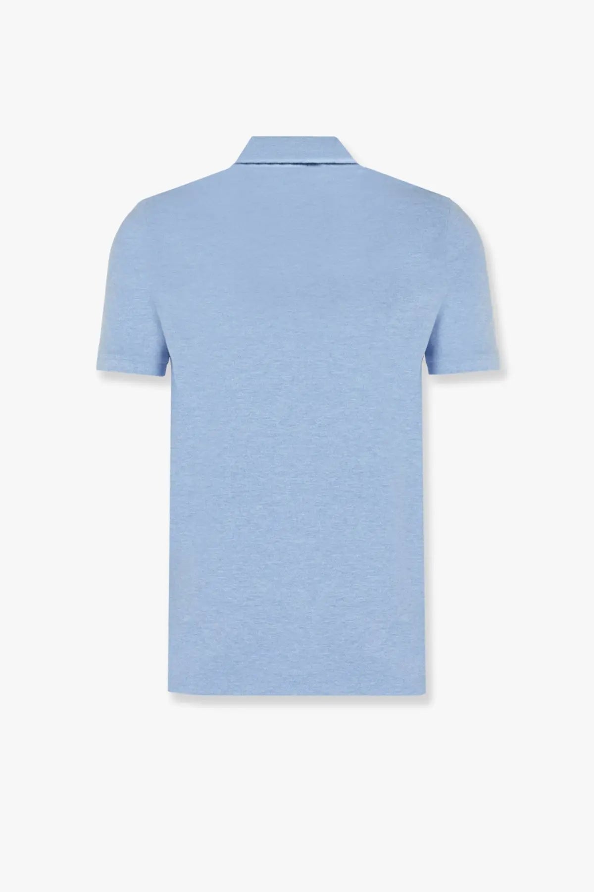 Light blue short-sleeved cotton polo shirt with classic collar and subtle textured fabric by polo ralph lauren