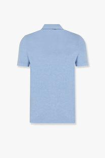 Light blue short-sleeved cotton polo shirt with classic collar and subtle textured fabric by polo ralph lauren