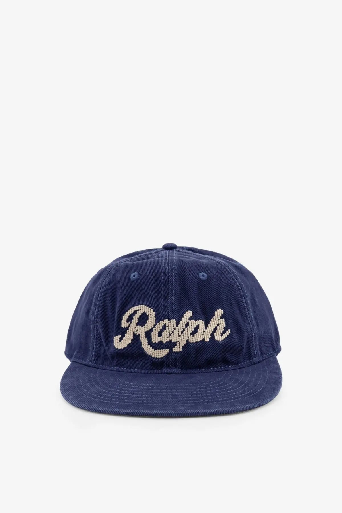 Navy blue corduroy baseball cap with beige embroidered ralph logo polo ralph lauren men’s denim hat blue