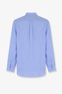 Polo Ralph Lauren men’s light blue linen dress shirt with classic collar and buttoned cuffs long sleeves