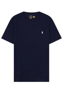 Navy blue Polo Ralph Lauren men’s polo shirt with small white embroidered polo player logo on left chest