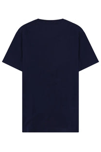 Navy blue cotton polo ralph lauren men’s shirt with relaxed fit and simple crew neckline