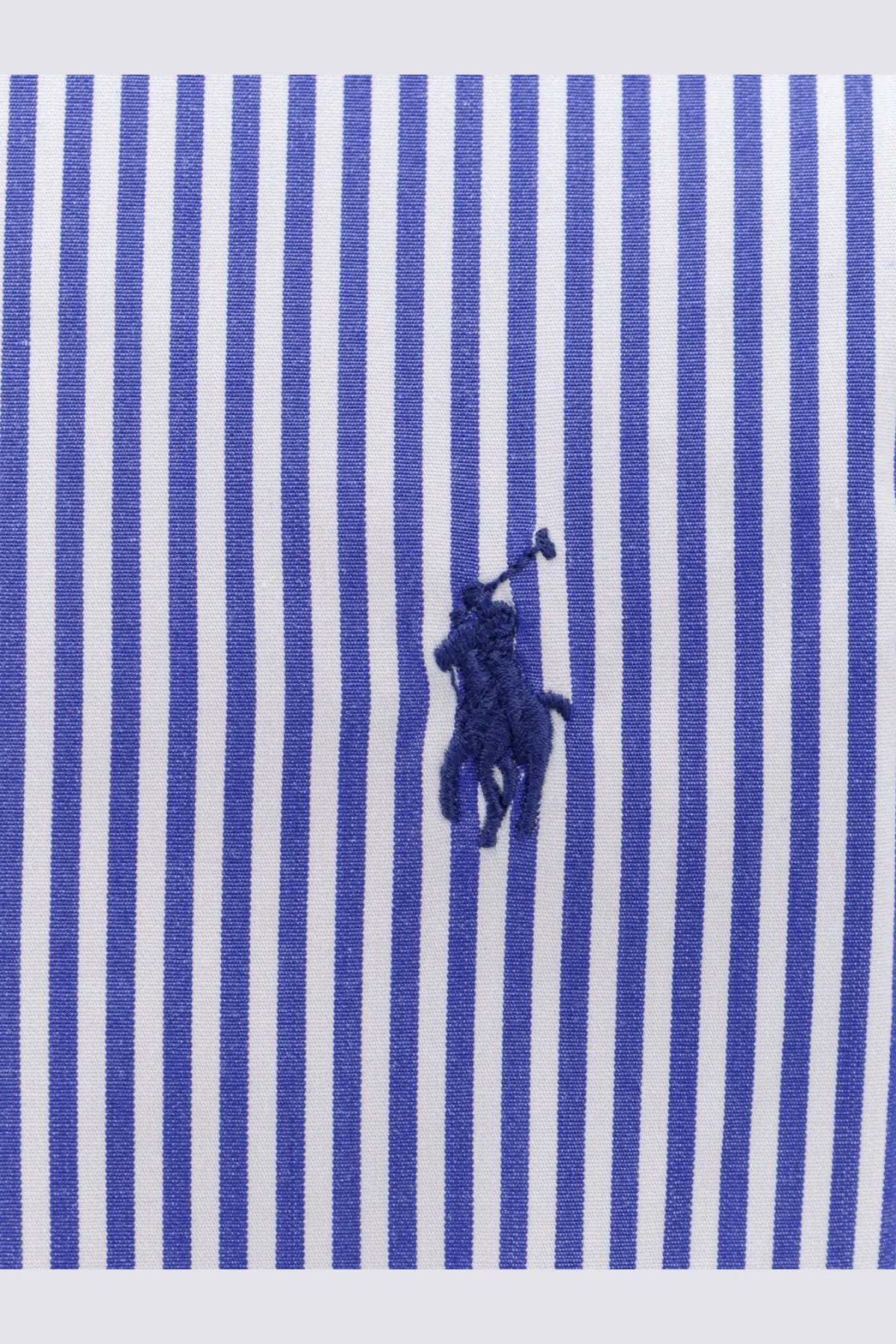 Blue and white striped polo ralph lauren men’s stretch cotton shirt with navy blue embroidered logo