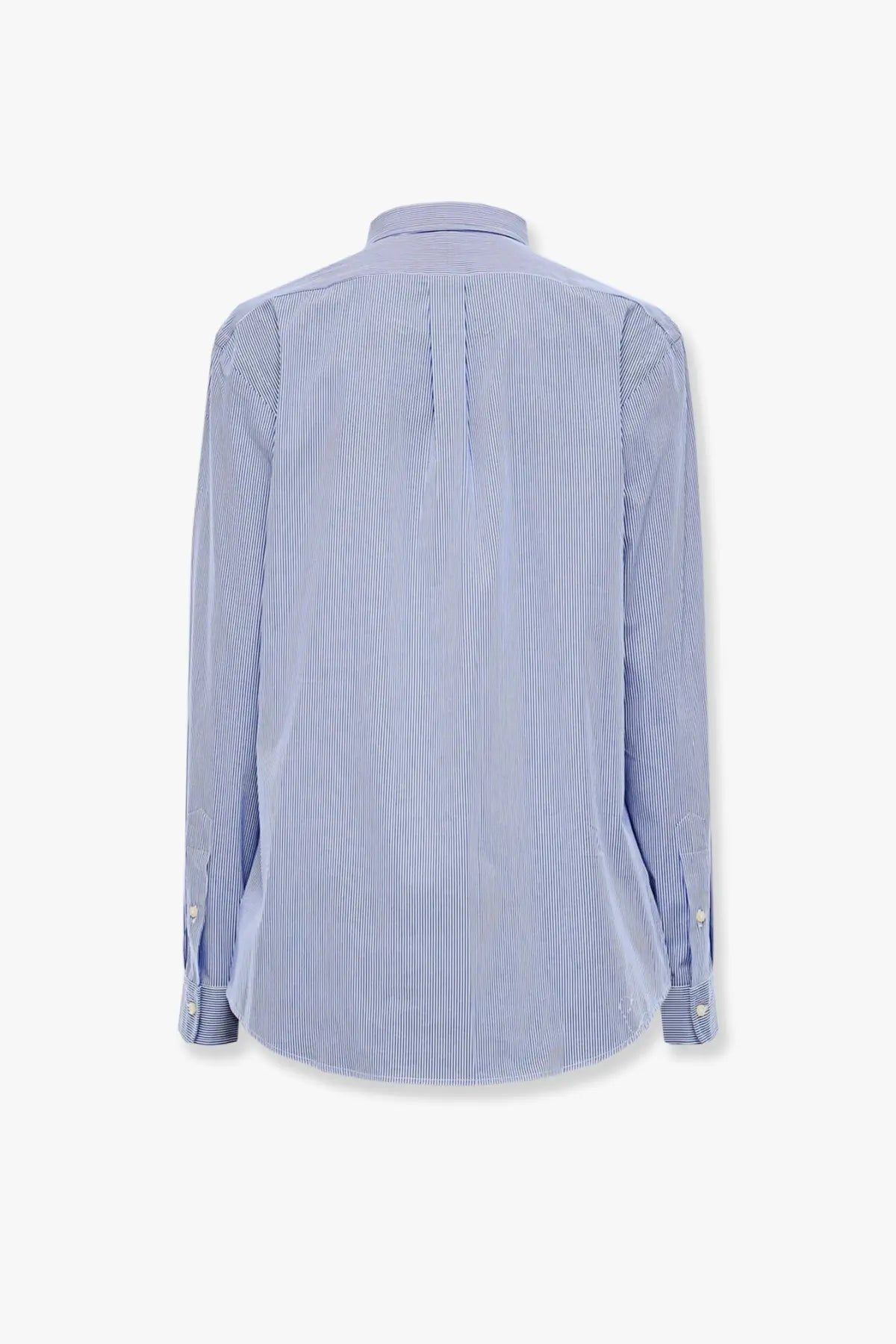 Polo Ralph Lauren men’s long-sleeved striped stretch cotton shirt in light blue and white with classic collar