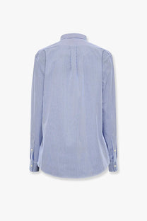 Polo Ralph Lauren men’s long-sleeved striped stretch cotton shirt in light blue and white with classic collar