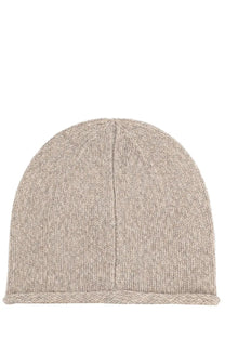 Beige ribbed knit beanie with folded cuff made of maglia brown material by Polo Ralph Lauren unisex berretto