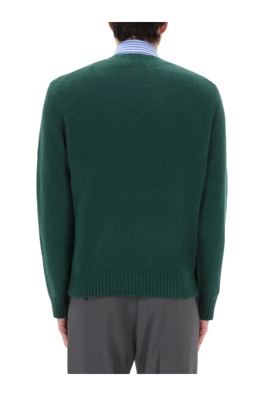 Deep green woolen sweater with ribbed cuffs and hem from polo ralph lauren unisex maglia polo bear green