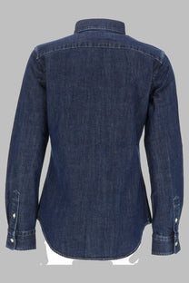 Dark blue denim long-sleeved shirt with classic collar and buttoned cuffs from polo ralph lauren women’s camicia series