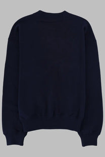 Dark navy blue Polo Ralph Lauren women’s crewneck sweatshirt with ribbed cuffs and hem for casual wear