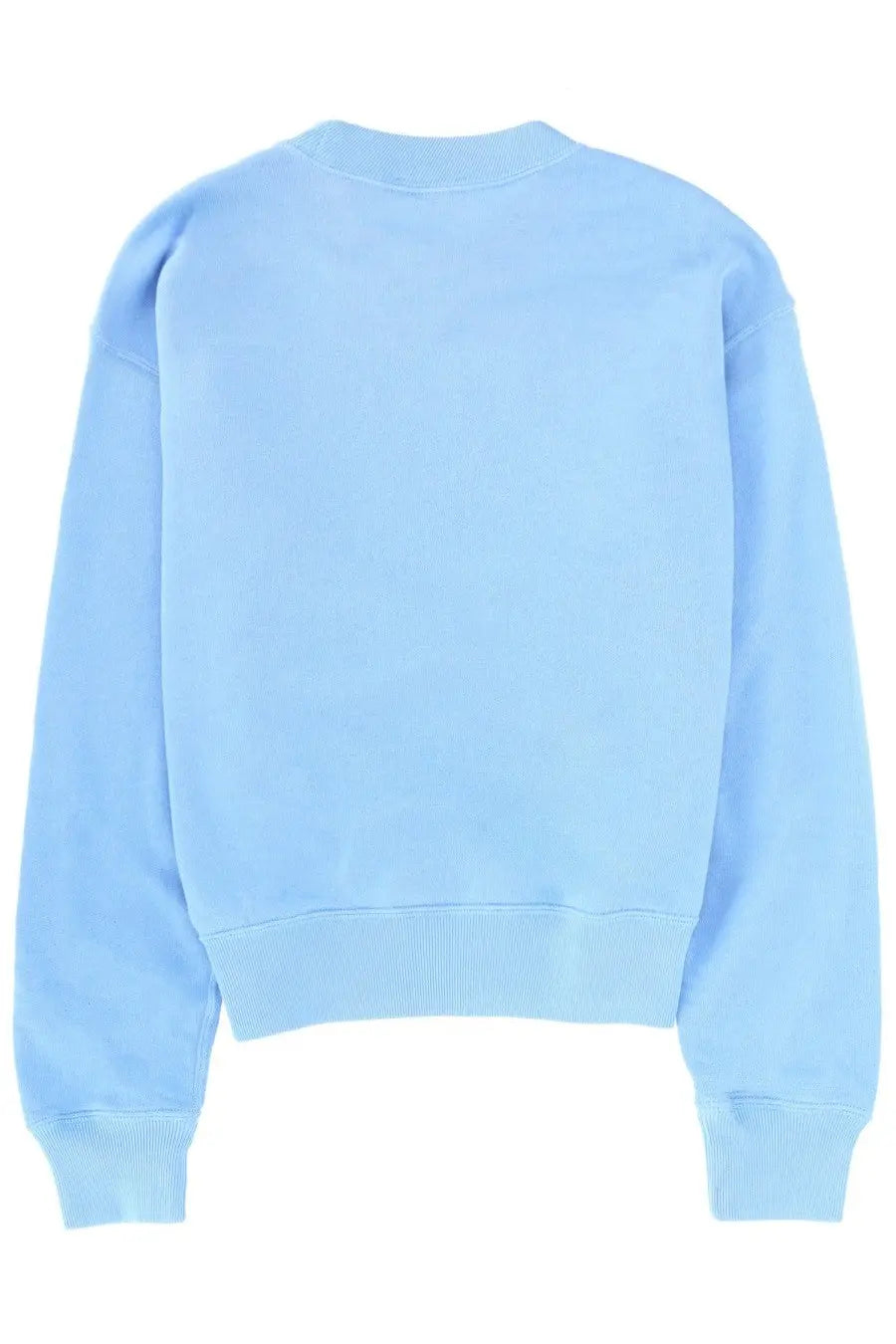 Light blue Polo Ralph Lauren women’s crewneck sweatshirt with ribbed cuffs and hem in soft cotton blend material
