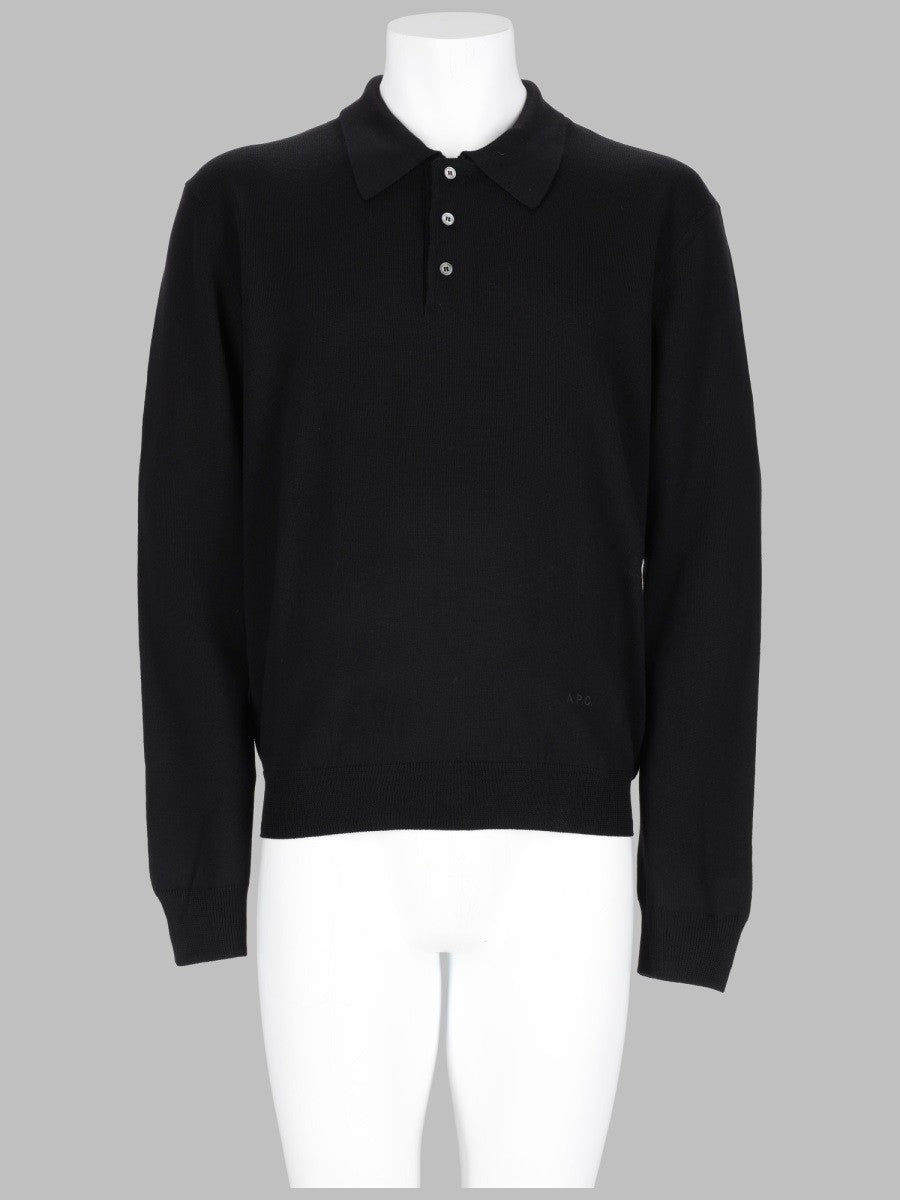 A.P.C Men's Polo Riou in Maglia Black