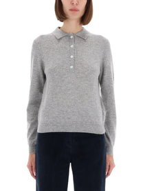 Aspesi Women's Cashmere Polo Shirt Grey Aspesi