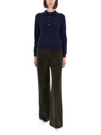 Aspesi Women's Cashmere Polo Shirt Blue Aspesi