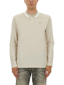 BOSS Men's Polo Shirt Peoxfordlong Beige