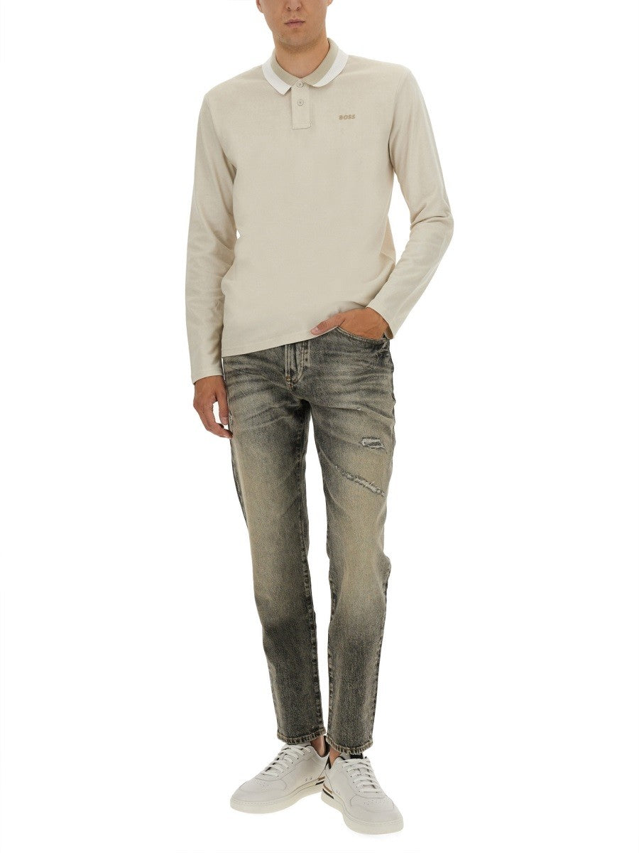 BOSS Men's Polo Shirt Peoxfordlong Beige, view 2