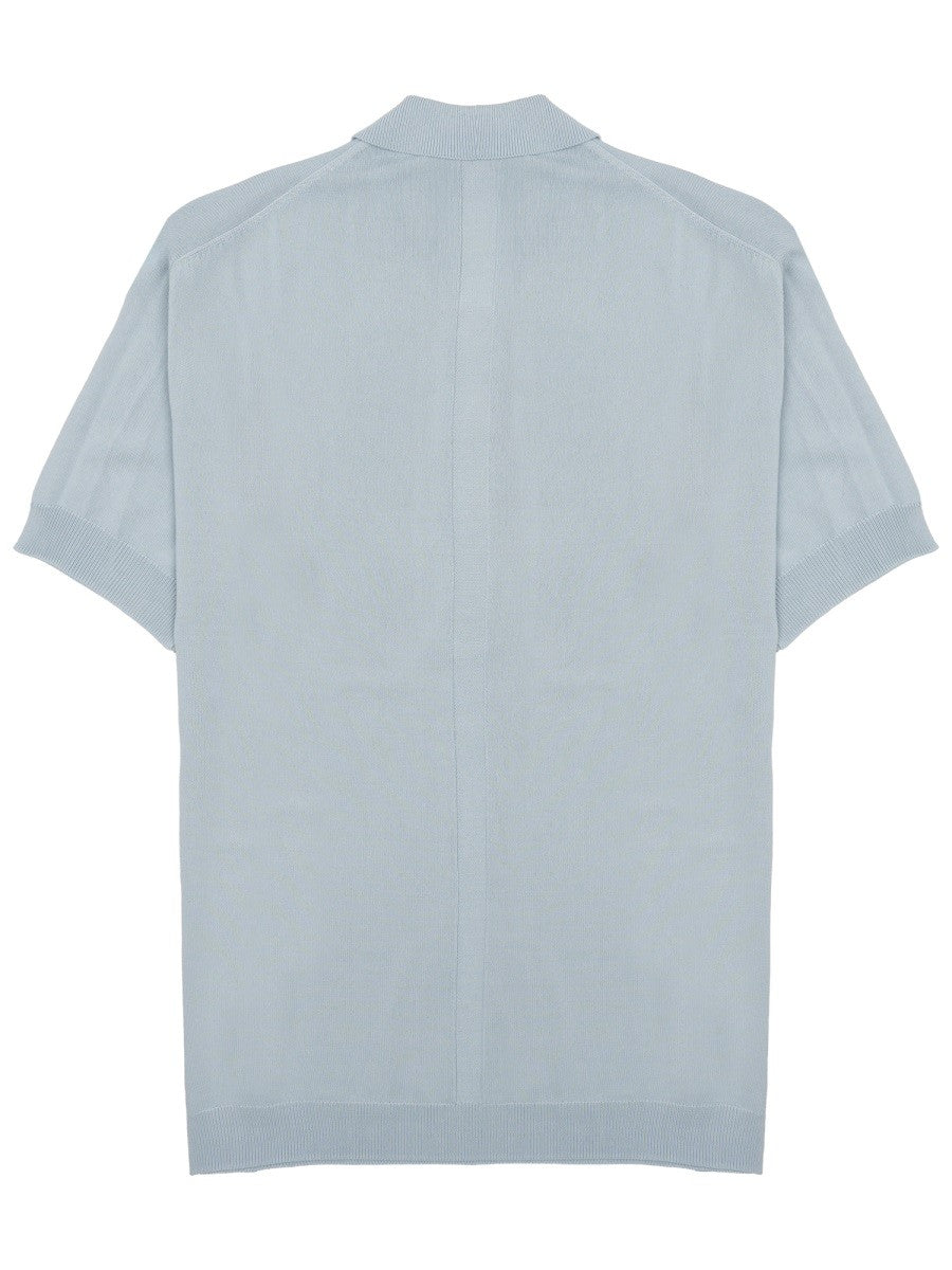 Low Brand Men's Polo Techno in Viscosa Blue