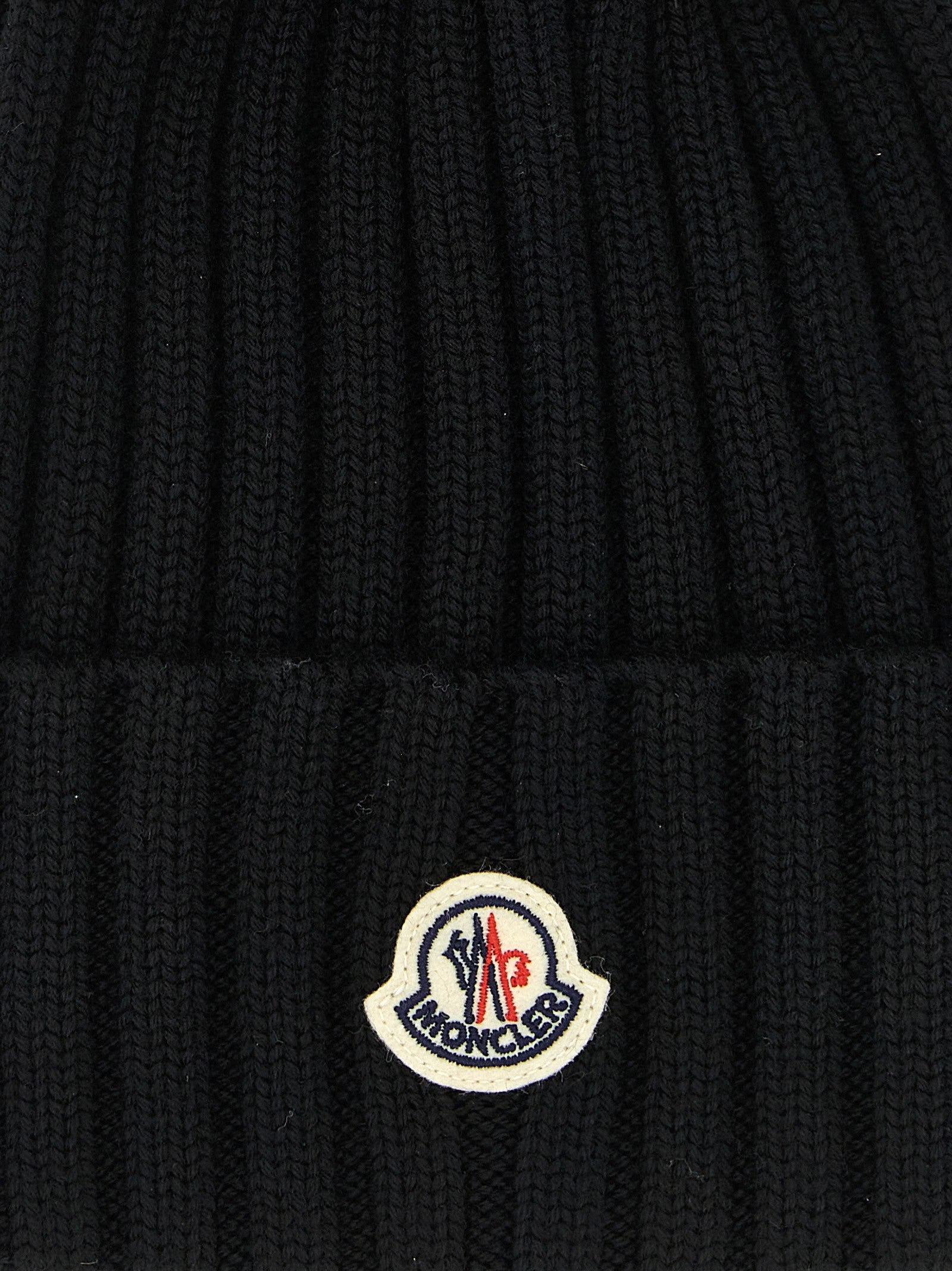 Moncler Pompon Wool Beanie Black