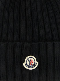 Moncler Pompon Wool Beanie Black