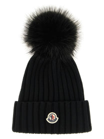 Moncler Pompon Wool Beanie Black