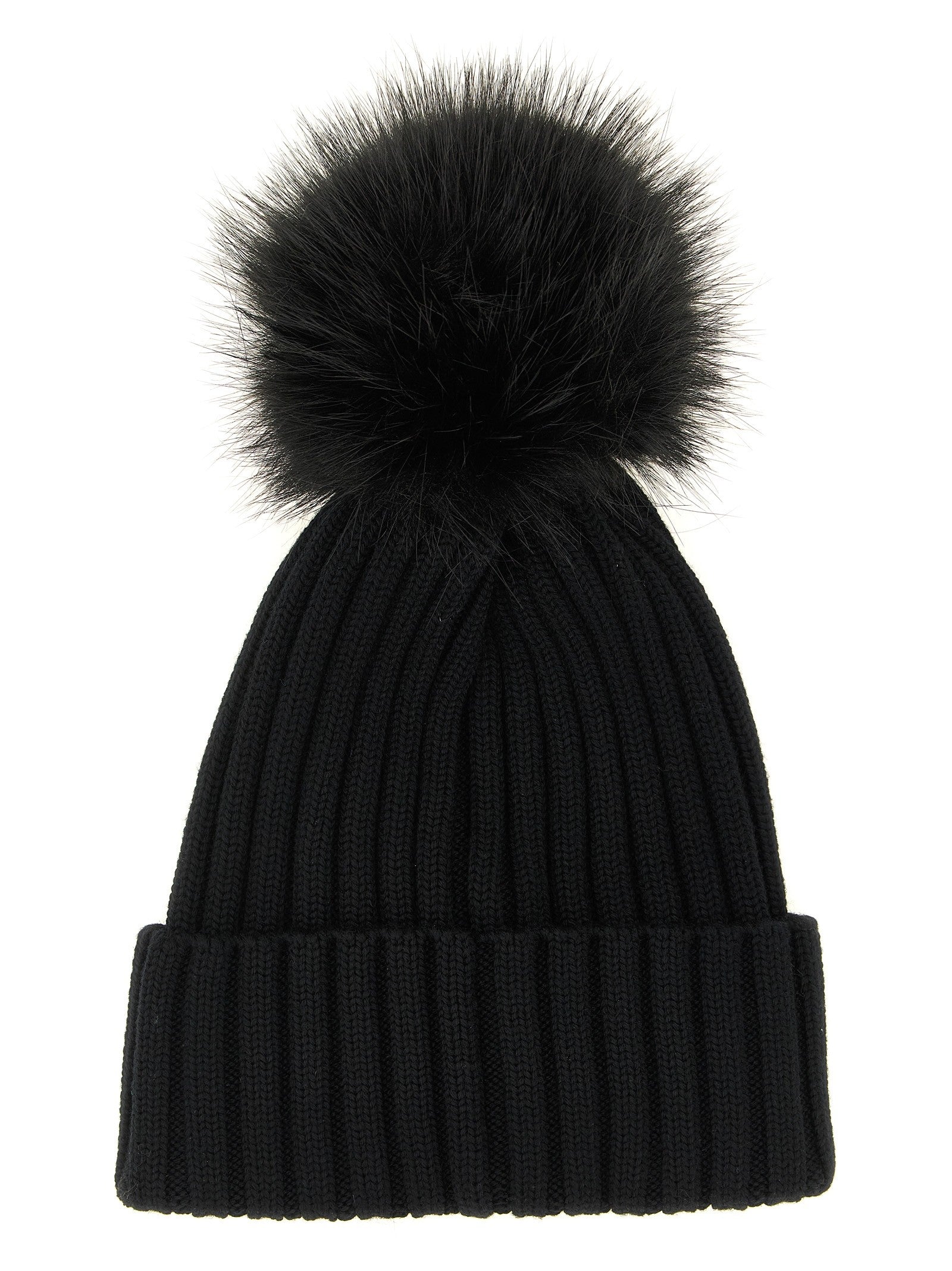 Moncler Pompon Wool Beanie Black