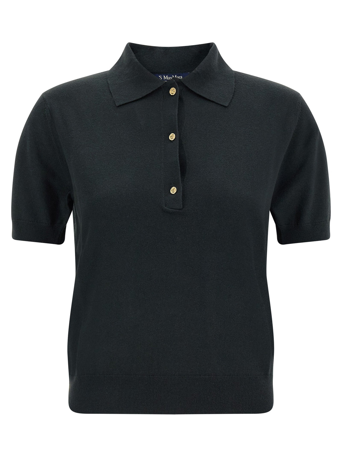 S MAX MARA Pomposa Knit Polo Shirt Black