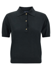 S MAX MARA Pomposa Knit Polo Shirt Black