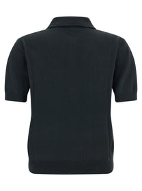 S MAX MARA Pomposa Knit Polo Shirt Black