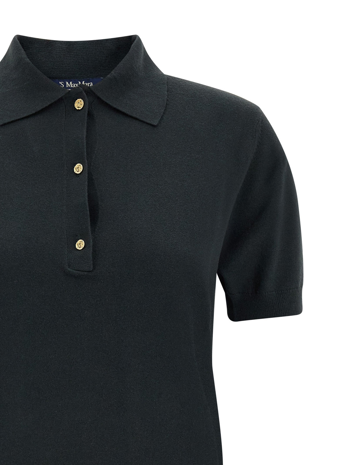 S MAX MARA Pomposa Knit Polo Shirt Black