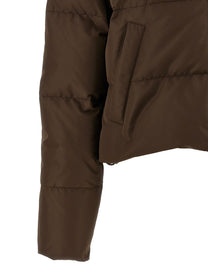 Miu Miu Pongé Tec Down Jacket Brown