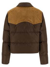 Miu Miu Pongé Tec Down Jacket Brown