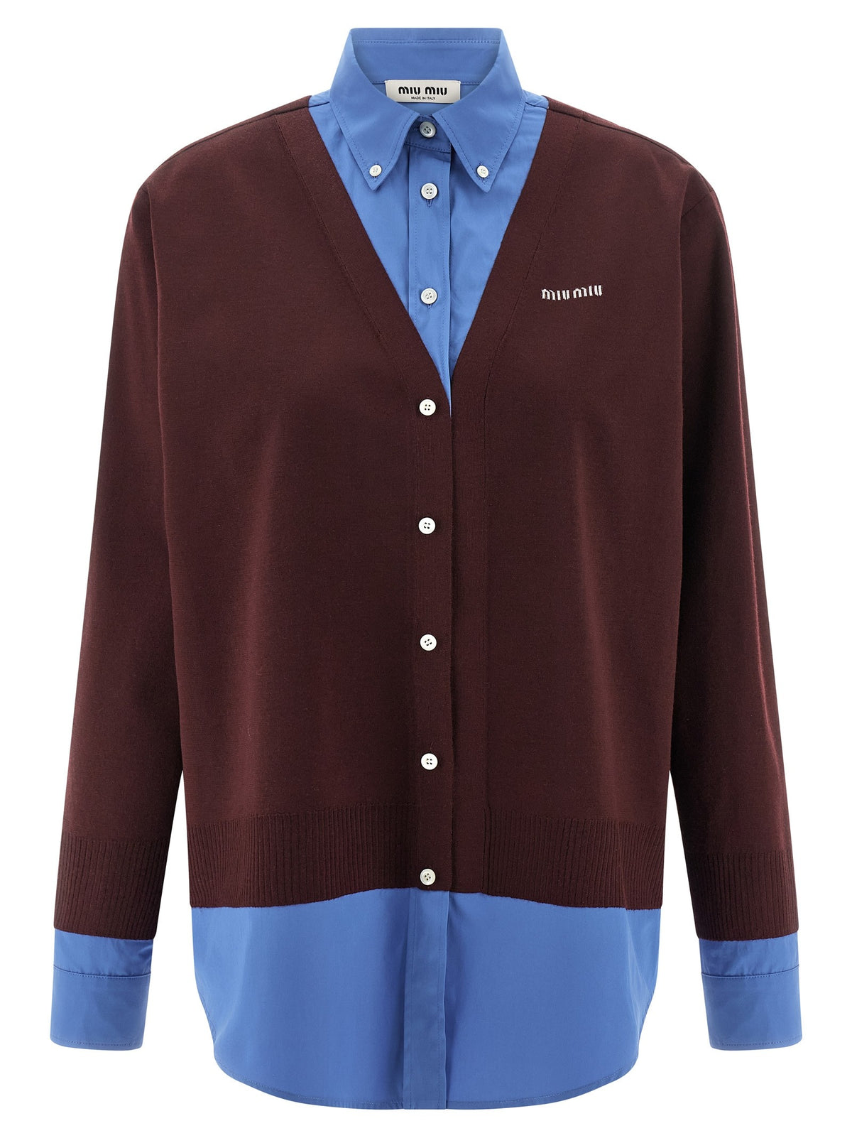 Miu Miu Poplin and Cashmere Shirt Gold