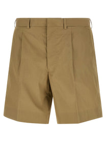 PRADA Poplin Bermuda Shorts Beige