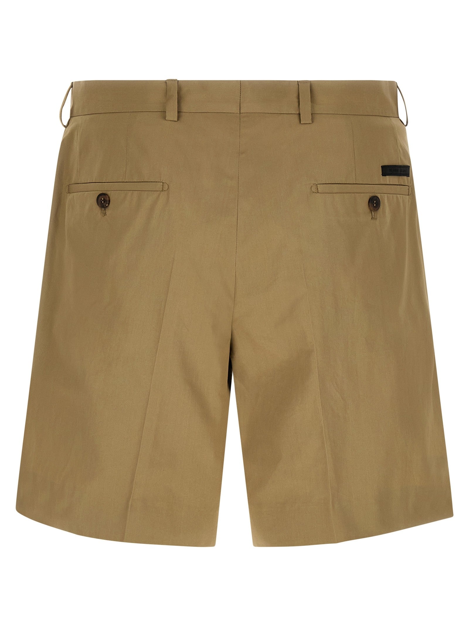PRADA Poplin Bermuda Shorts Beige