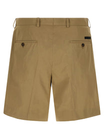PRADA Poplin Bermuda Shorts Beige