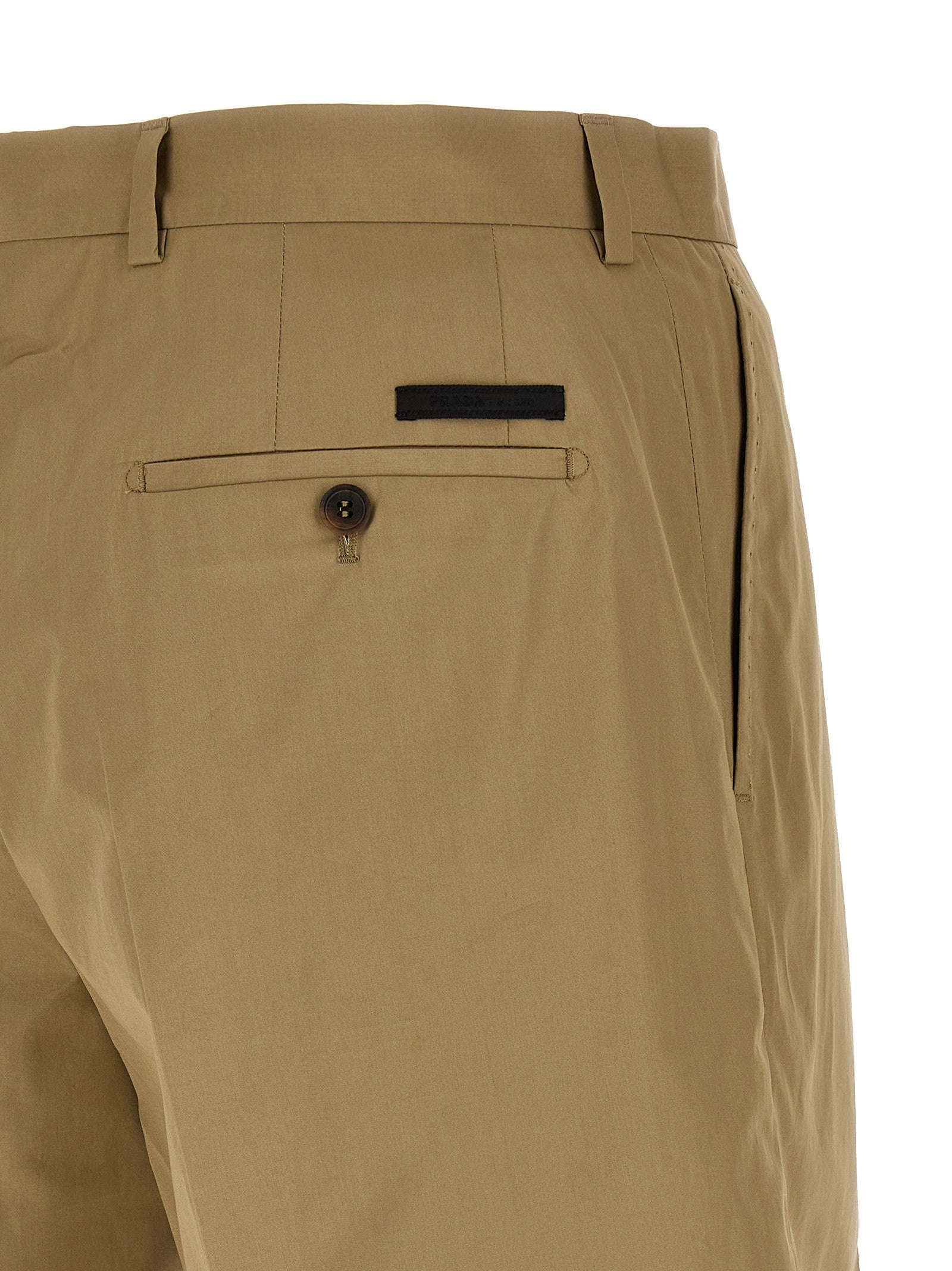 PRADA Poplin Bermuda Shorts Beige