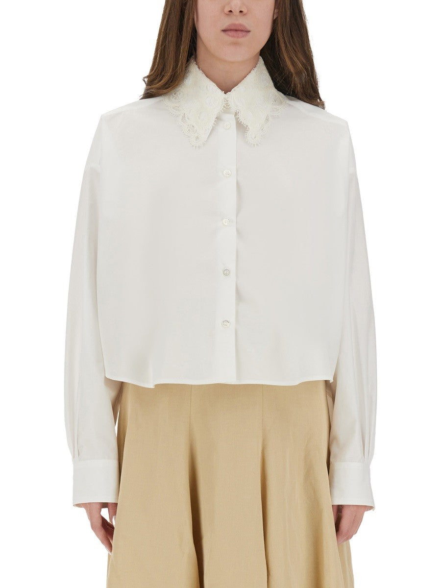 Fabiana Filippi Women's Poplin Cropped Shirt White Fabiana Filippi